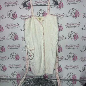 Country dress towel wrap after shower beach Velcro roses pink white pockets robe